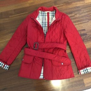 Red Burberry Quilted Jacket